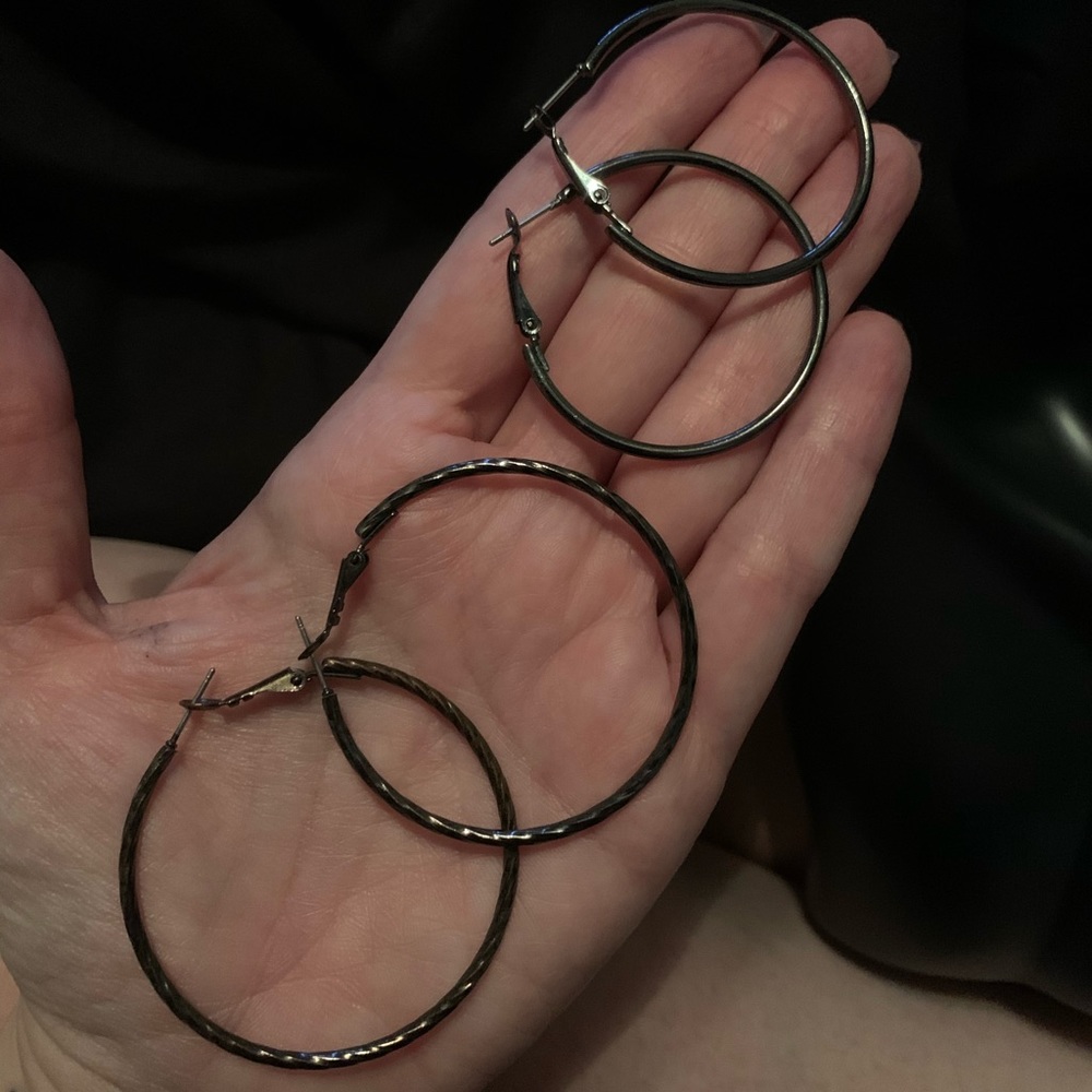 Hoop Earrings Gunmetal